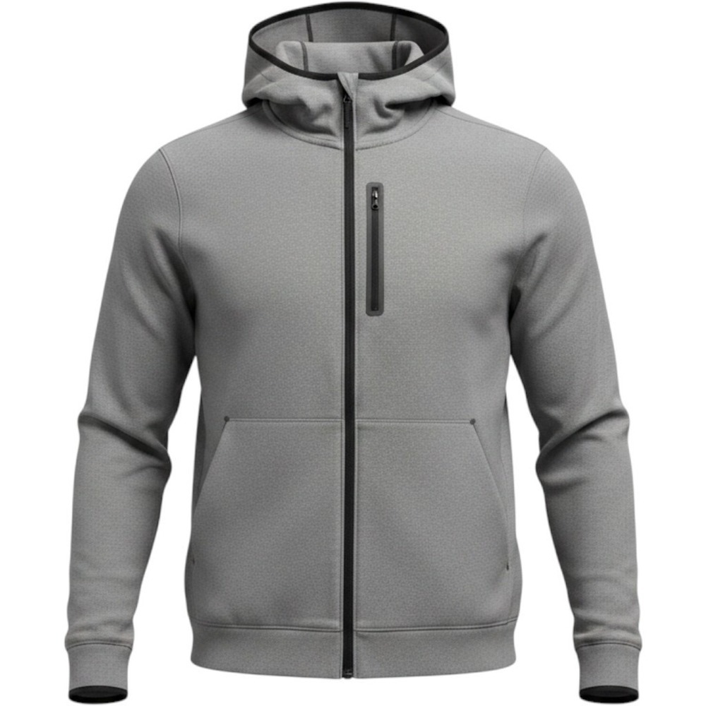 Men's Full Zip Hoodie Jacket Size Large Olive Gray Dynamic Fleece Stretch